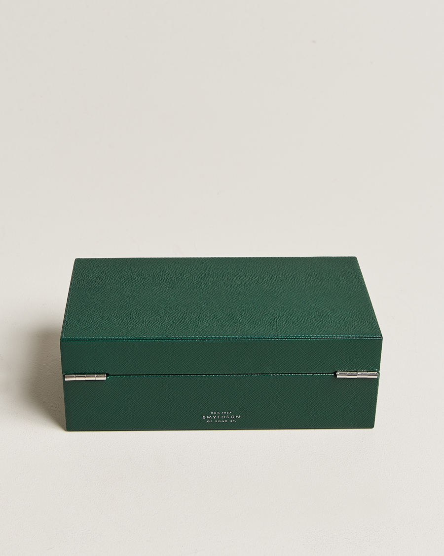 Uomini | Smythson Panama Lockable Watch And Cufflink Box Forest Green | Smythson | Panama Lockable Watch And Cufflink Box Forest Green