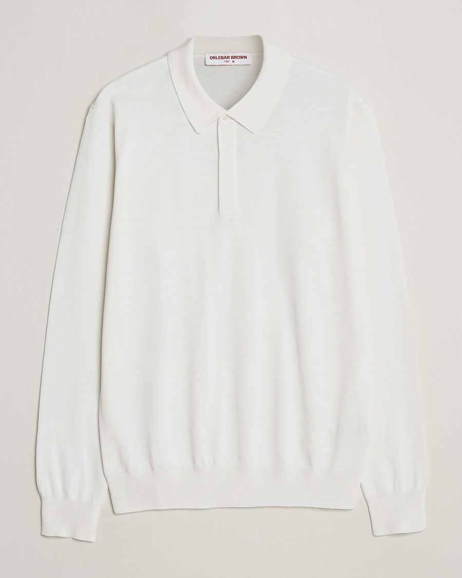 Uomini | Maglieria | Orlebar Brown | Ebro OB Stripe Polo White Sand