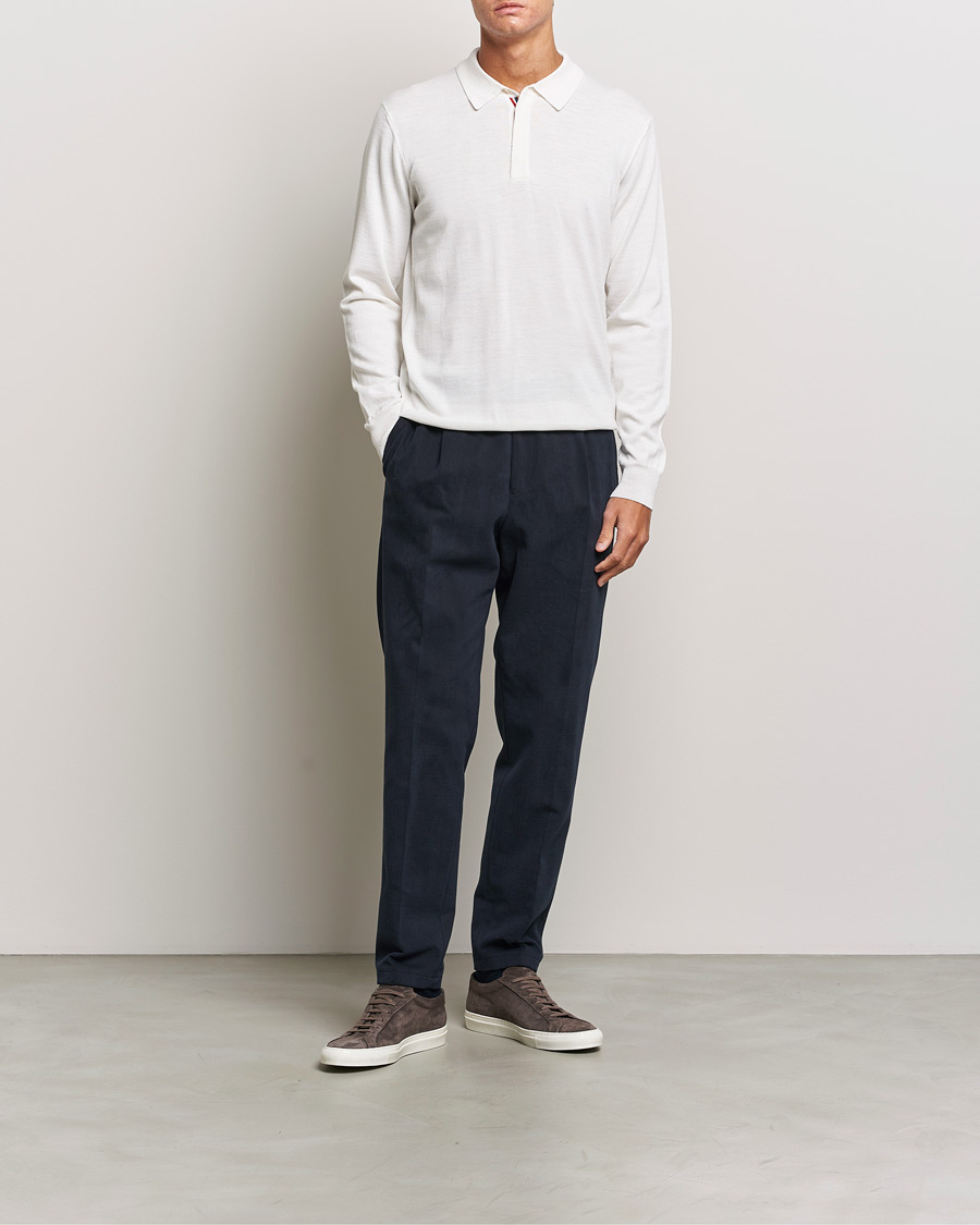 Uomini | Maglieria | Orlebar Brown | Ebro OB Stripe Polo White Sand