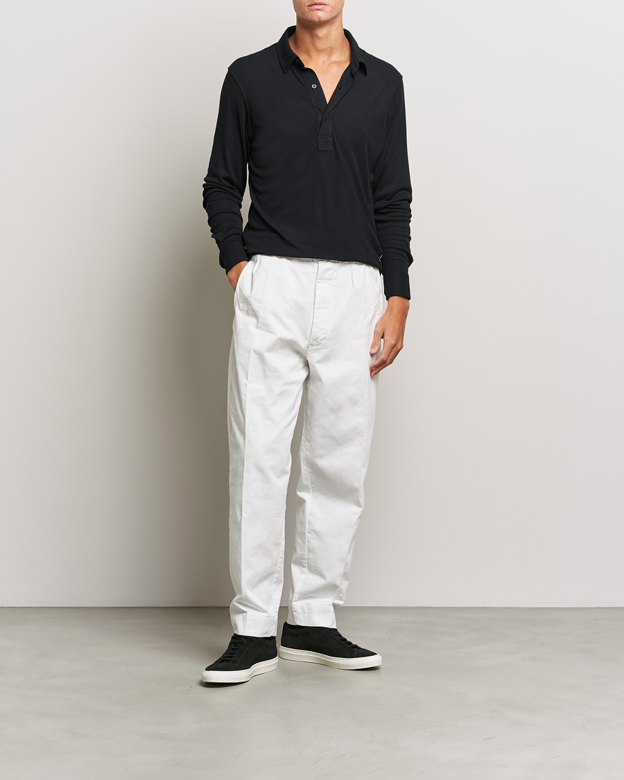 Uomini | Maglieria | Orlebar Brown | Sebastian Long Sleeve Cashmere Polo Black