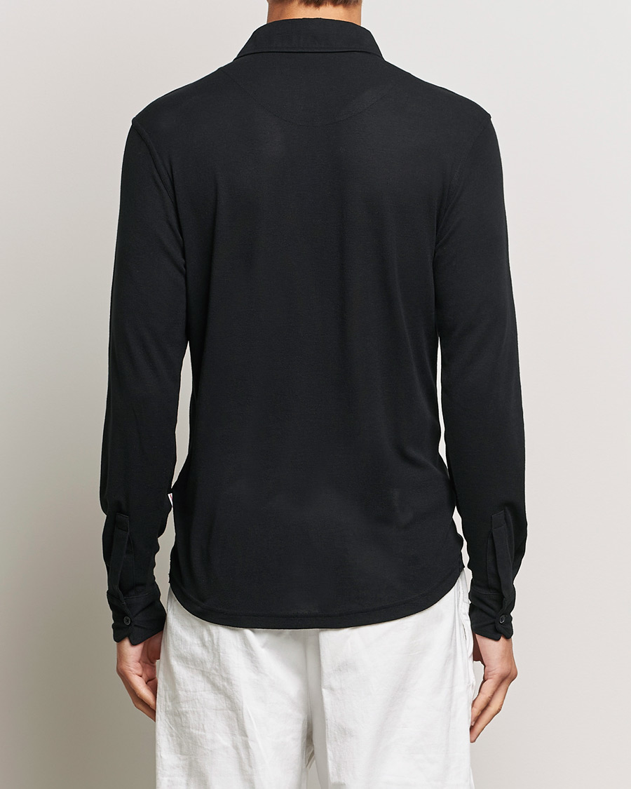 Uomini | Maglieria | Orlebar Brown | Sebastian Long Sleeve Cashmere Polo Black
