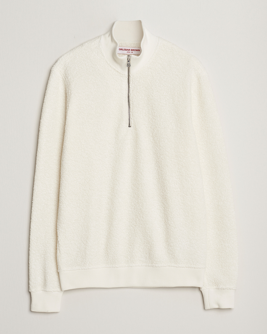 Uomini | Maglieria | Orlebar Brown | Isar Fleece Cashmere Half-Zip White Sand