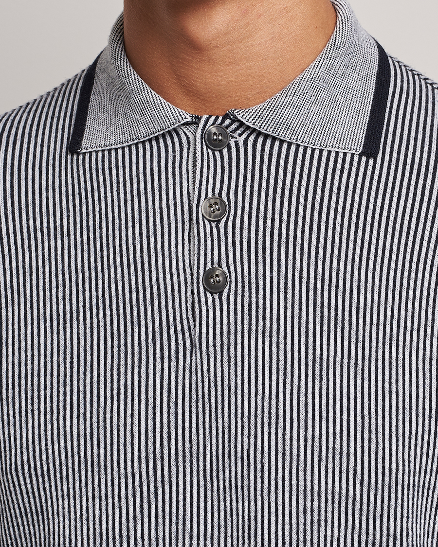 Uomini | Maglieria | Giorgio Armani | English Rib Knitted Polo Shirt Navy/White