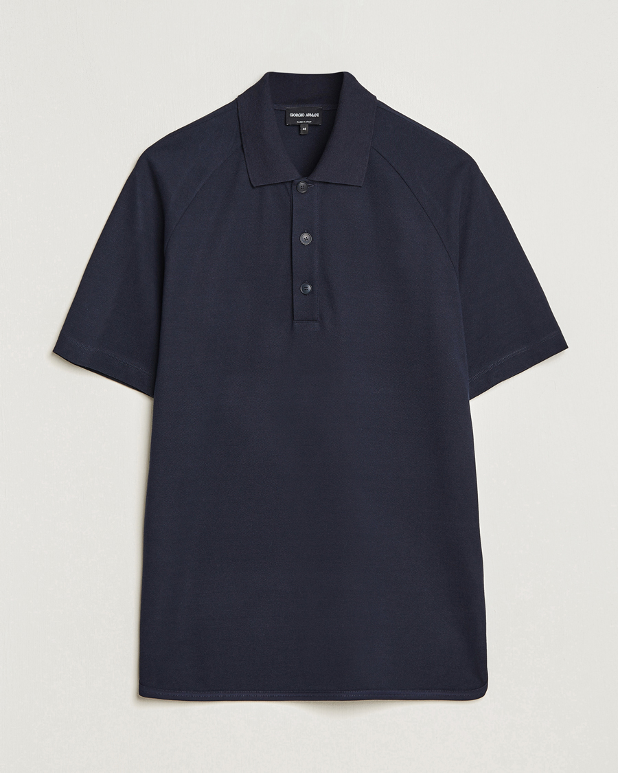 Uomini | Polo | Giorgio Armani | Cotton/Cashmere Raglan Sleeve Polo Navy