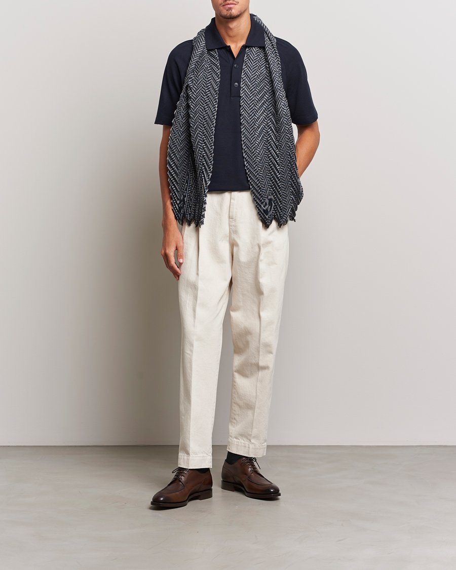 Uomini | Polo | Giorgio Armani | Cotton/Cashmere Raglan Sleeve Polo Navy