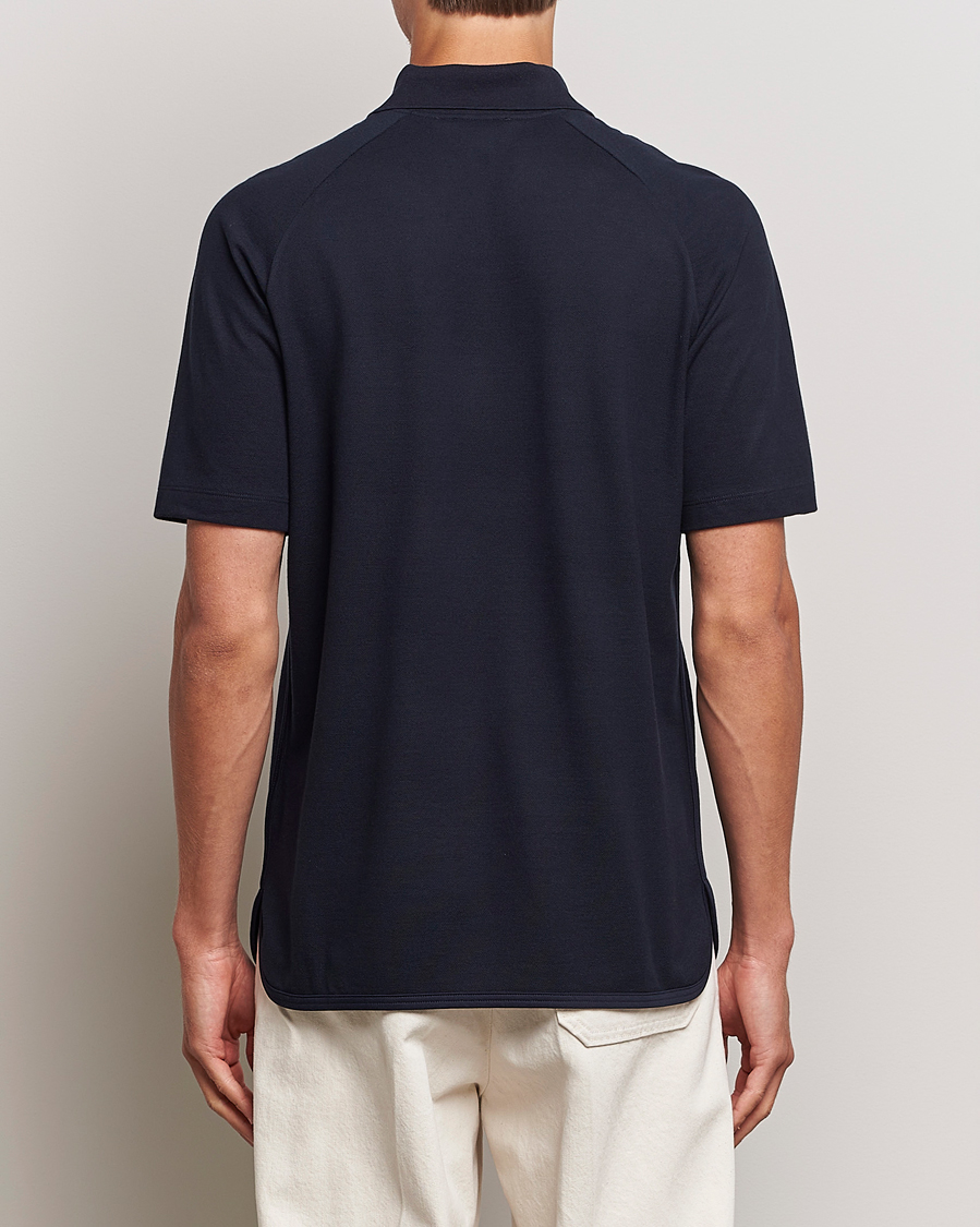 Uomini | Polo | Giorgio Armani | Cotton/Cashmere Raglan Sleeve Polo Navy