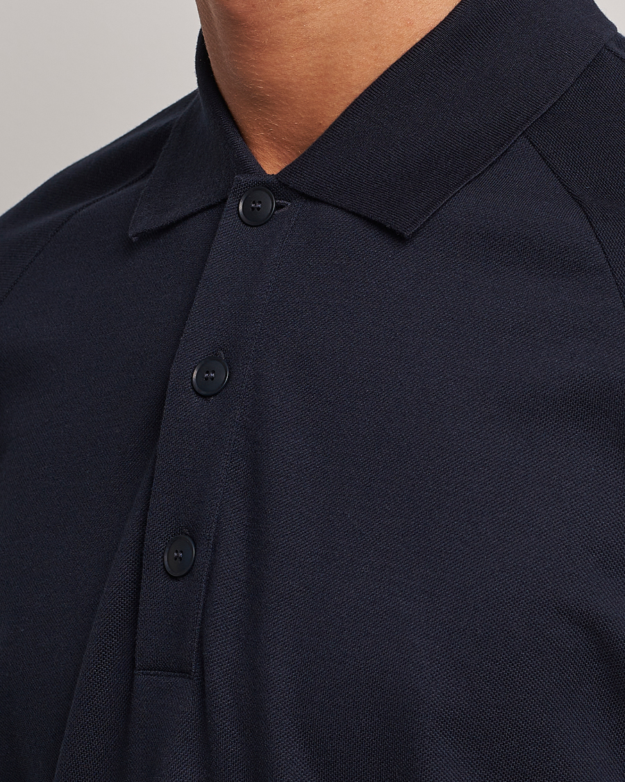 Uomini | Polo | Giorgio Armani | Cotton/Cashmere Raglan Sleeve Polo Navy