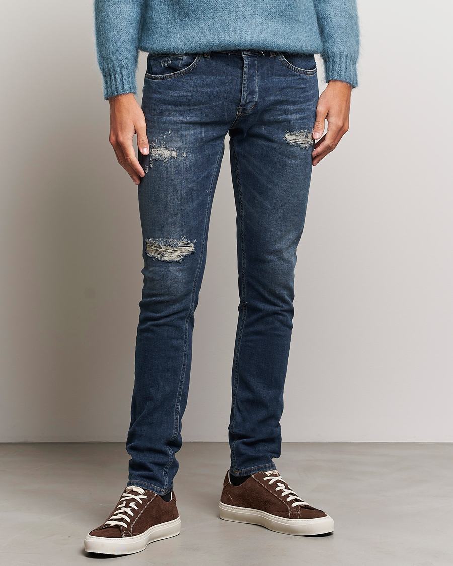 Uomini | Jeans | Dondup | George Destroyed Jeans Dark Blue