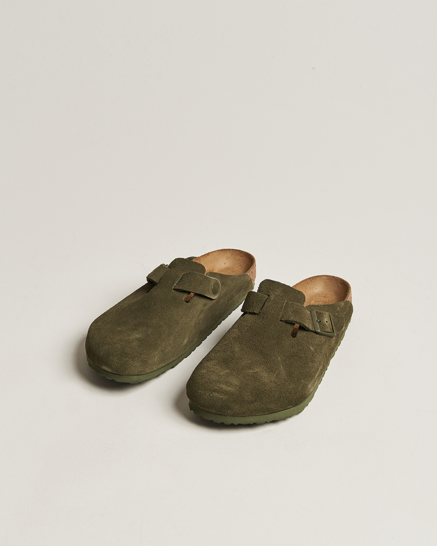 Uomini | BIRKENSTOCK Boston Classic Footbed Thyme Green Suede | BIRKENSTOCK | Boston Classic Footbed Thyme Green Suede
