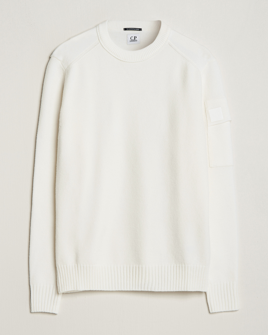 Uomini | Maglieria | C.P. Company | Metropolis Knitted Wool Crew Neck White