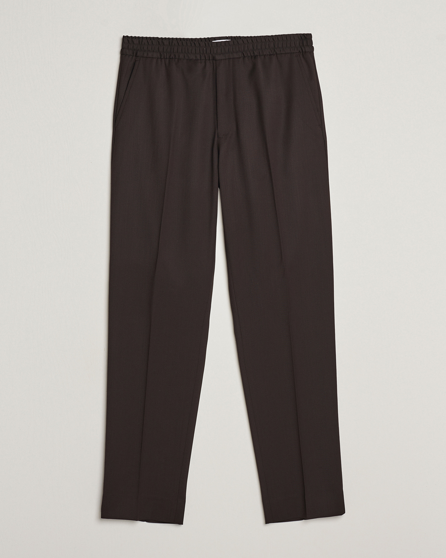 Uomini | Pantaloni | Filippa K | Relaxed Terry Wool Trousers Dark Brown