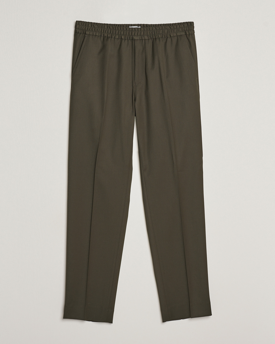 Uomini | Pantaloni | Filippa K | Relaxed Terry Wool Trousers Dark Forest Green