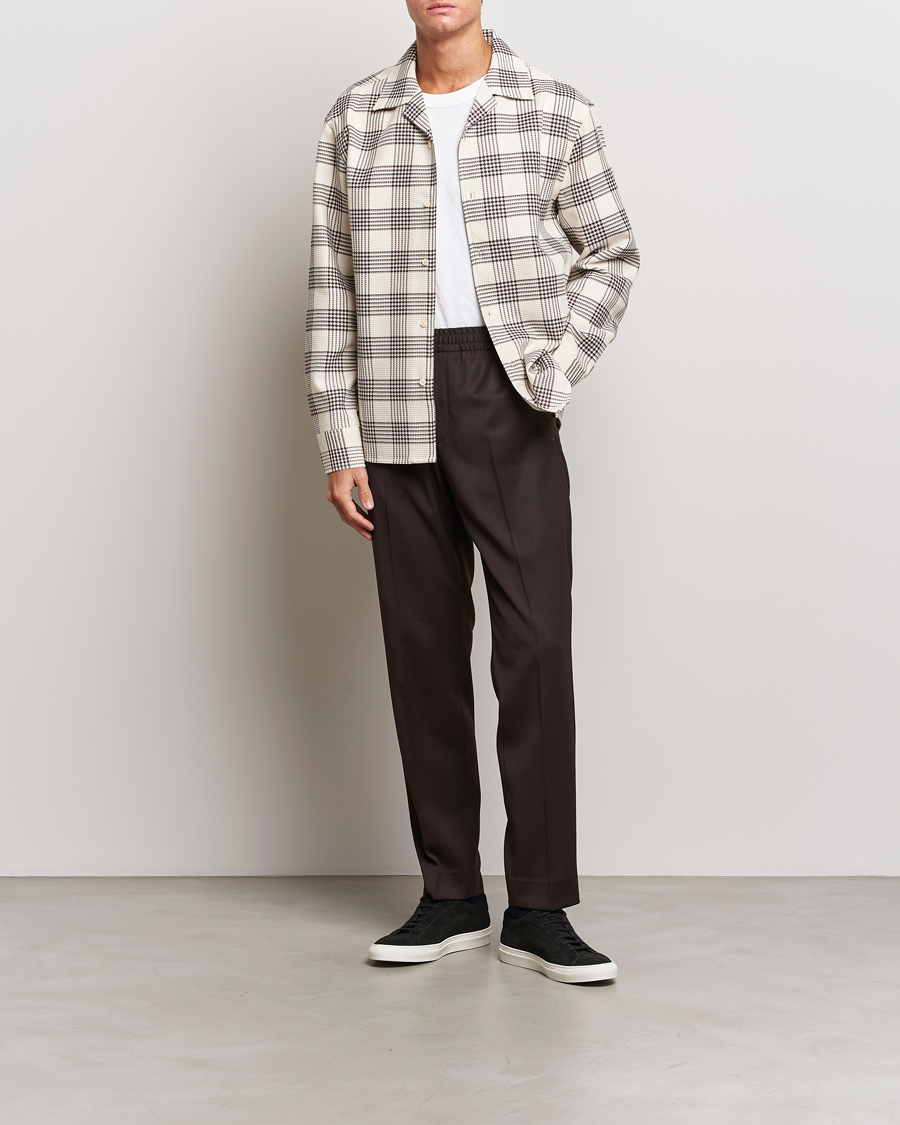 Uomini | Camicie | Filippa K | Waffle Checked Resort Shirt Dark Chocolate/White