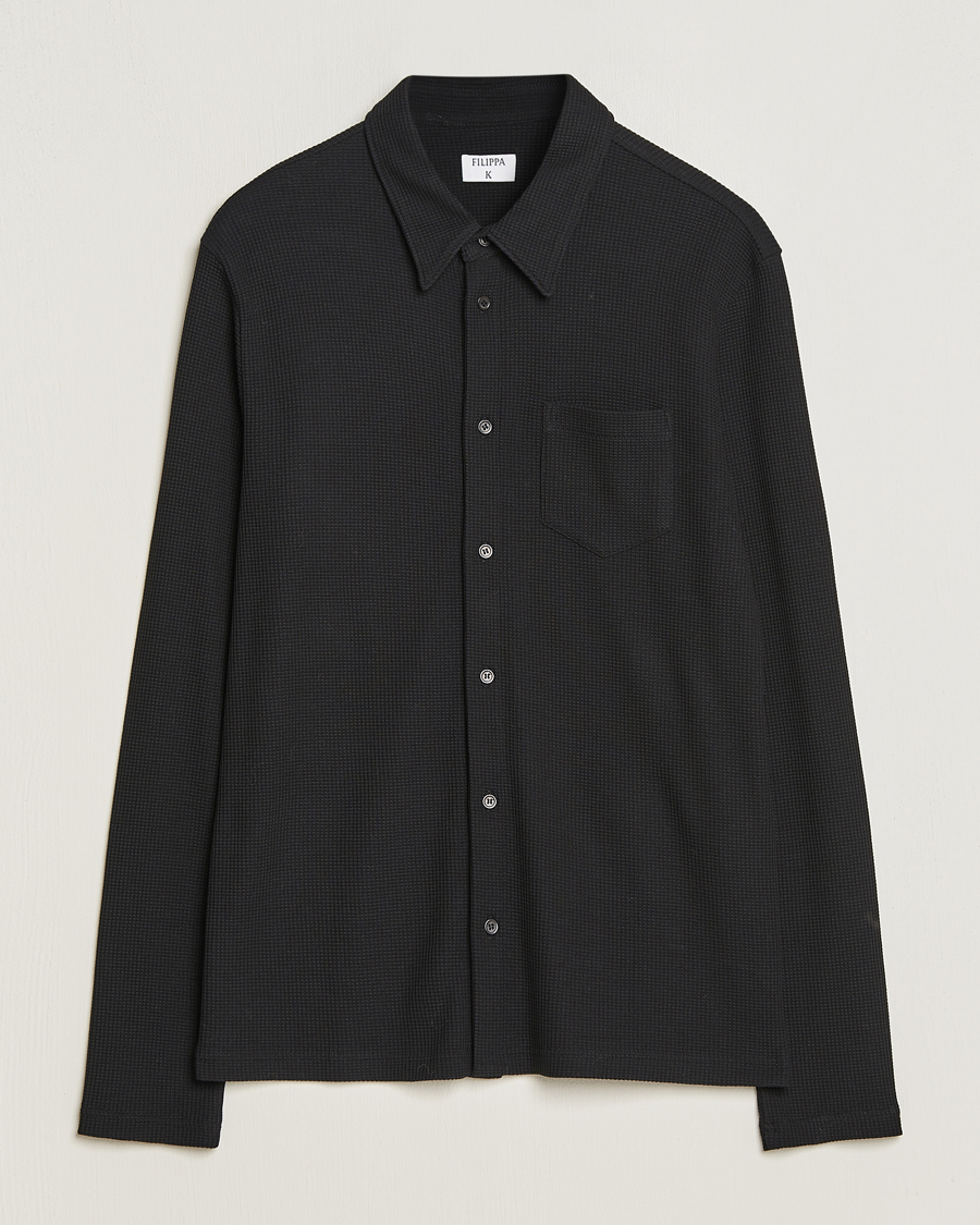 Uomini | Camicie | Filippa K | Waffle Jersey Shirt Black