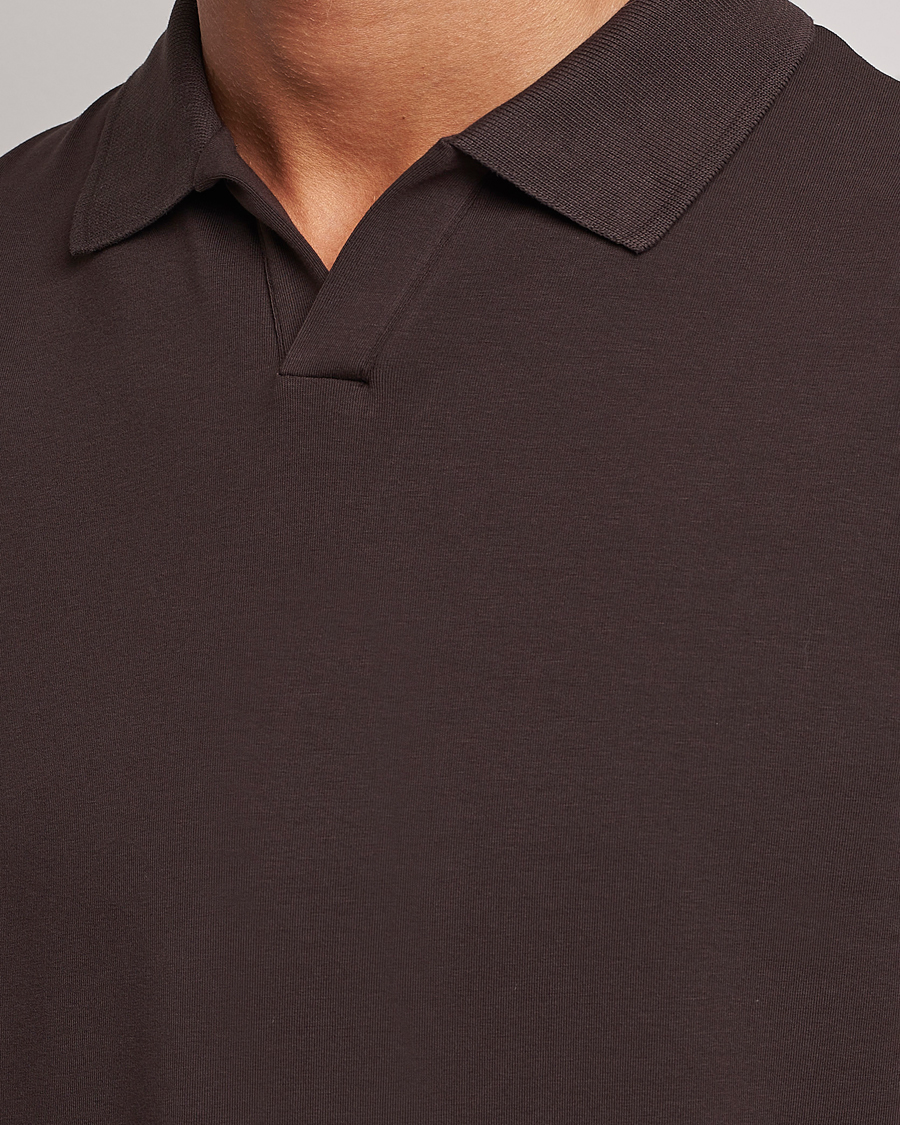 Uomini | Polo | Filippa K | Soft Lycra Polo T-Shirt Dark Chocolate