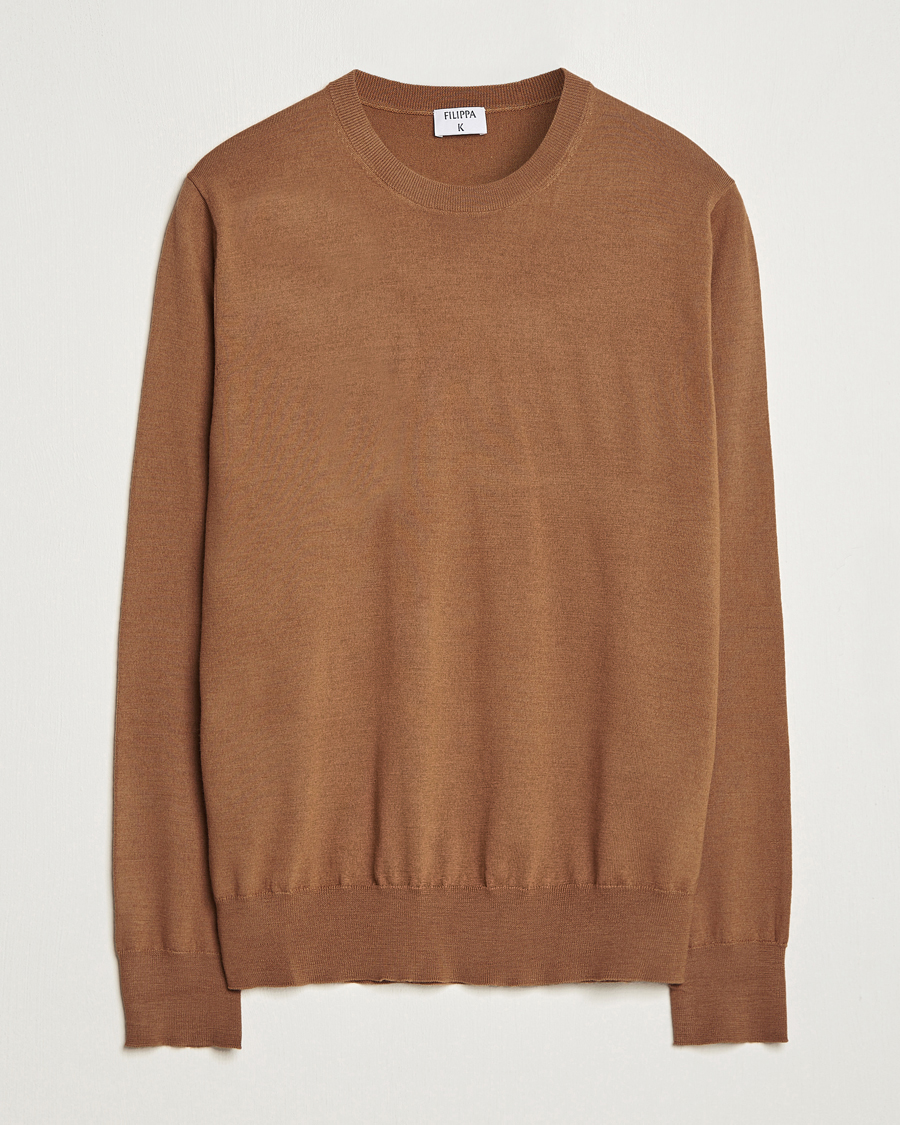 Uomini | Maglieria | Filippa K | Merino Round Neck Sweater Camel