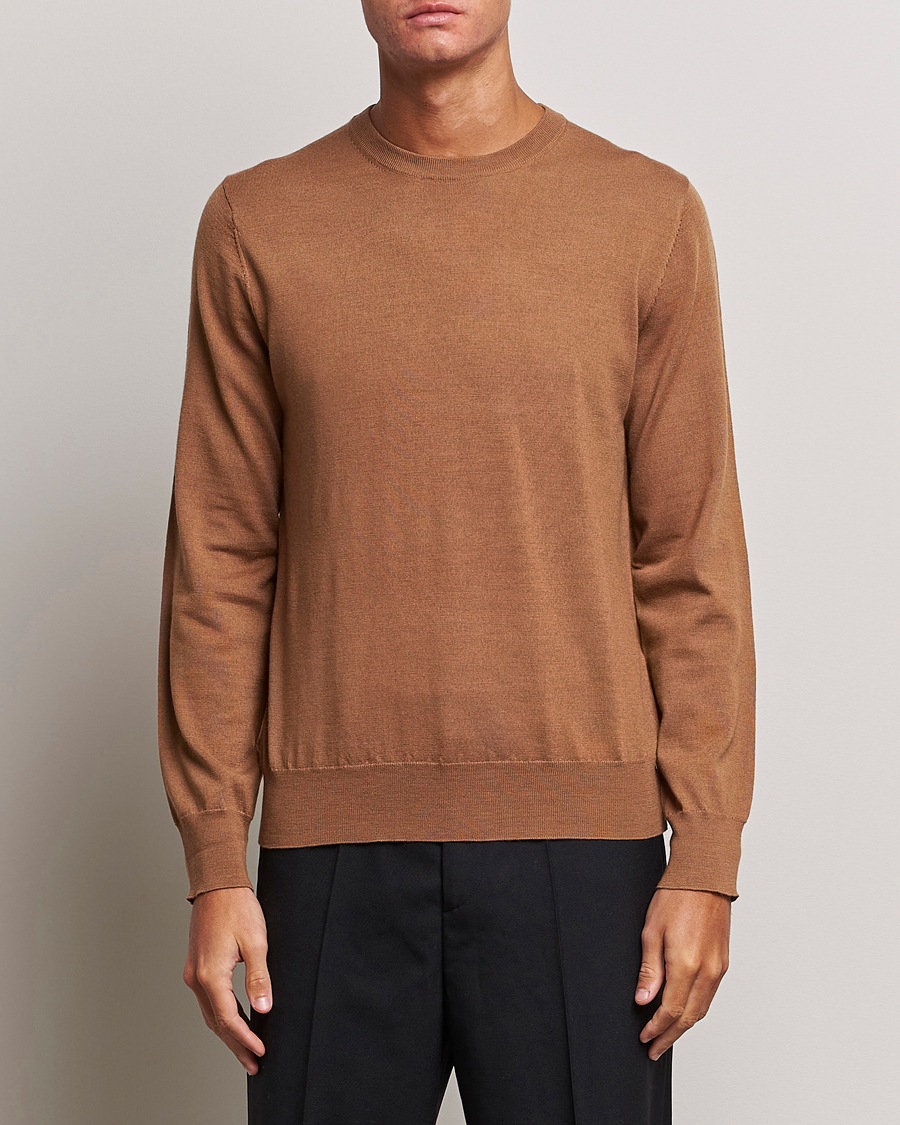 Uomini | Maglieria | Filippa K | Merino Round Neck Sweater Camel