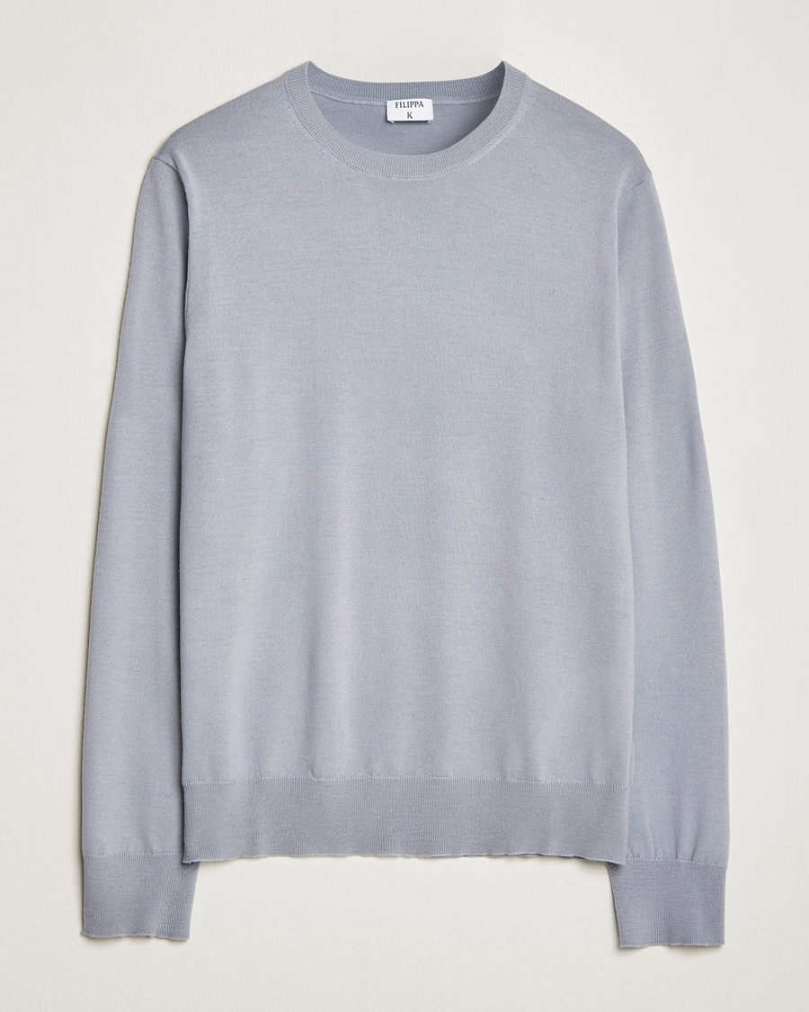 Uomini | Maglieria | Filippa K | Merino Round Neck Sweater Fog Blue