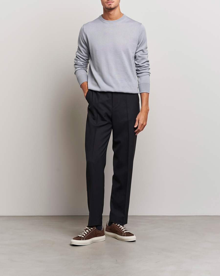 Uomini | Maglieria | Filippa K | Merino Round Neck Sweater Fog Blue