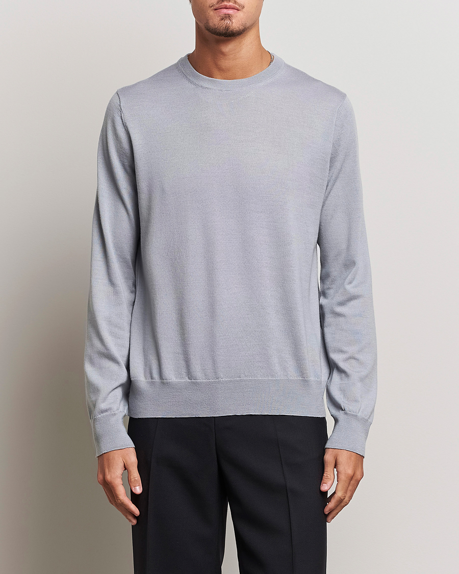 Uomini | Maglieria | Filippa K | Merino Round Neck Sweater Fog Blue