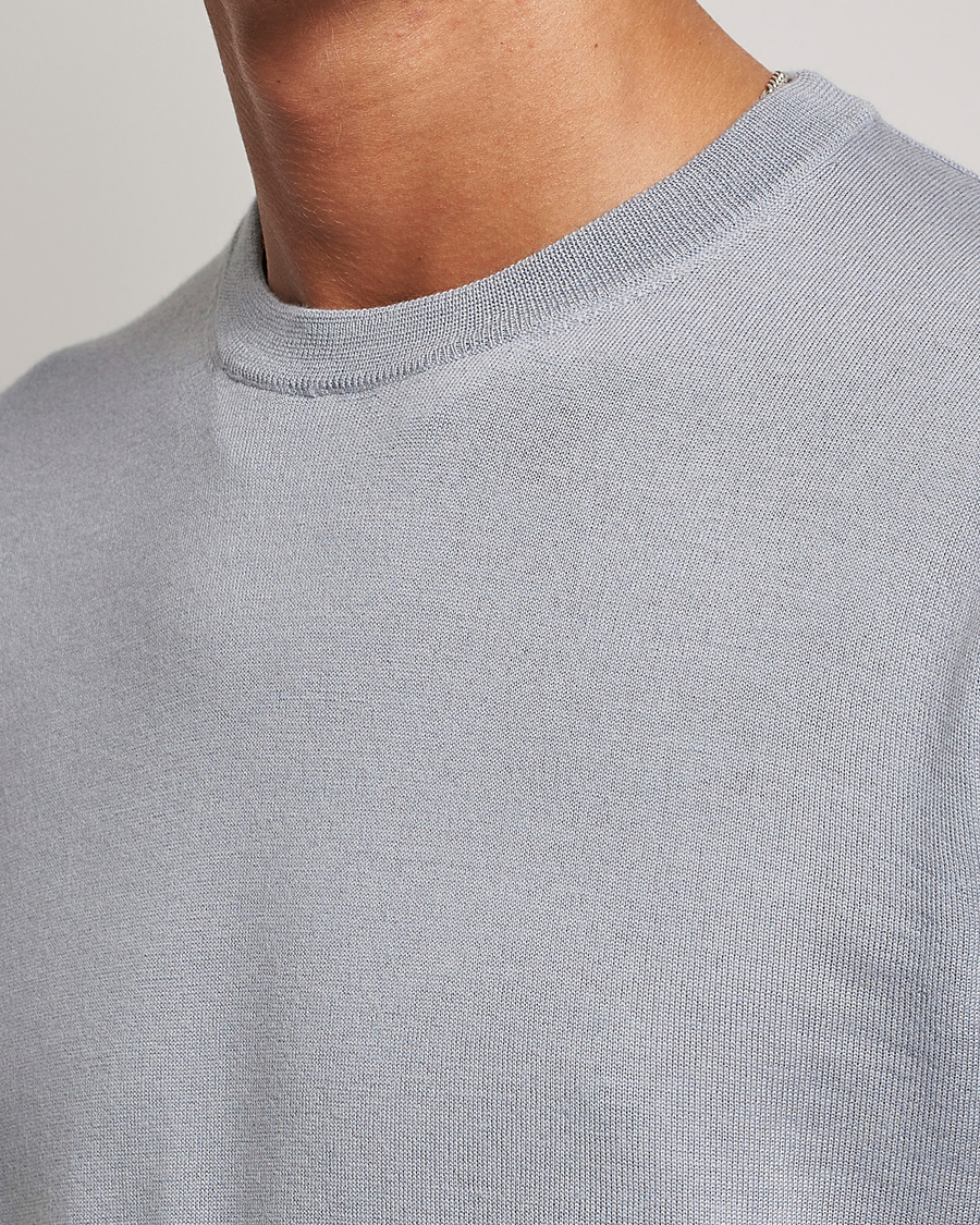 Uomini | Maglieria | Filippa K | Merino Round Neck Sweater Fog Blue