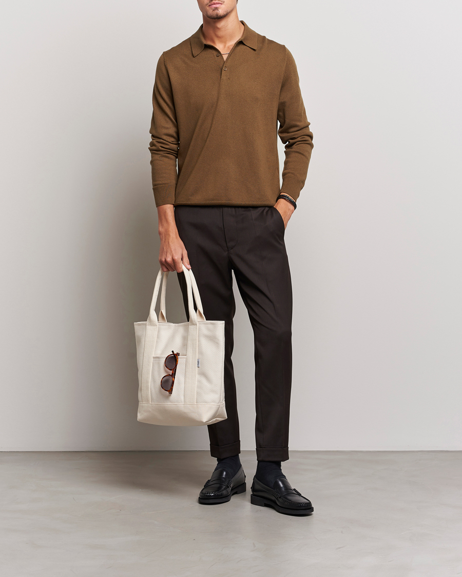 Uomini | Maglieria | Filippa K | Knitted Polo Shirt Bronze Green