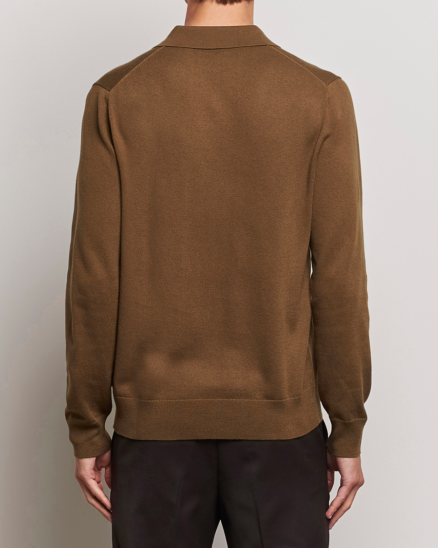Uomini | Maglieria | Filippa K | Knitted Polo Shirt Bronze Green
