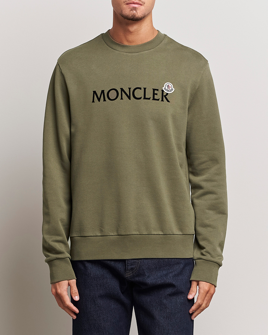Uomini | Maglieria | Moncler | Lettering Logo Sweatshirt Olive