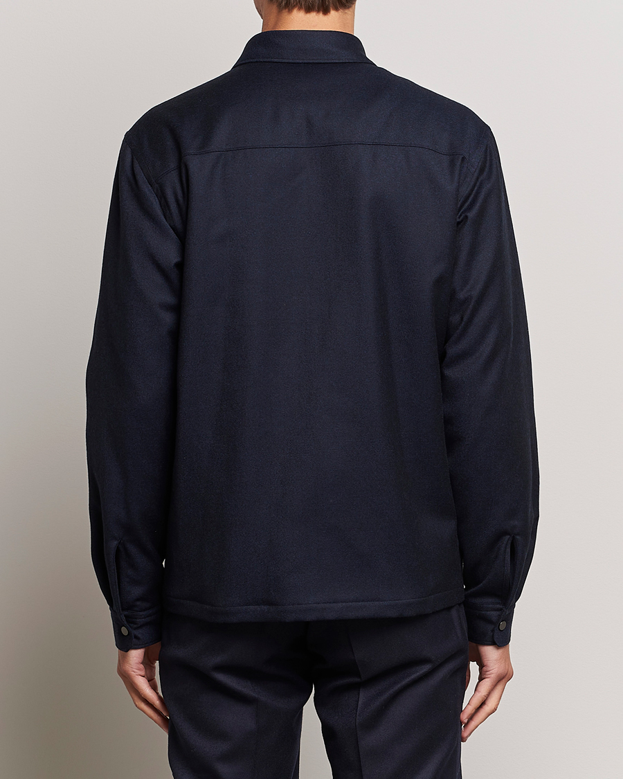 Uomini | Giacche | Zegna | Techmerino Flannel Shirt Jacket Navy