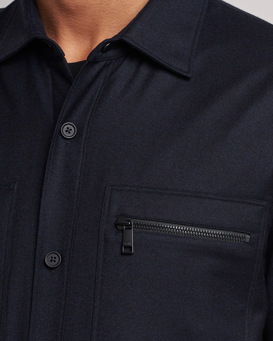 Uomini | Giacche | Zegna | Techmerino Flannel Shirt Jacket Navy