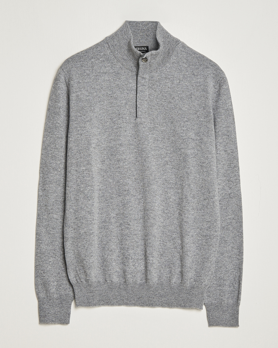 Uomini | Maglieria | Zegna | Oasi Cashmere Half Zip Grey Melange