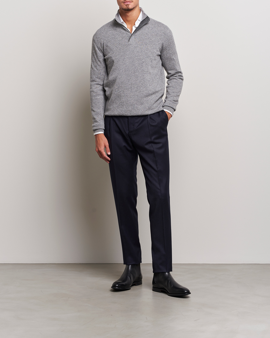 Uomini | Maglieria | Zegna | Oasi Cashmere Half Zip Grey Melange