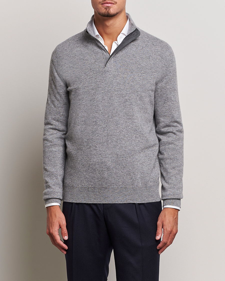 Uomini | Maglieria | Zegna | Oasi Cashmere Half Zip Grey Melange
