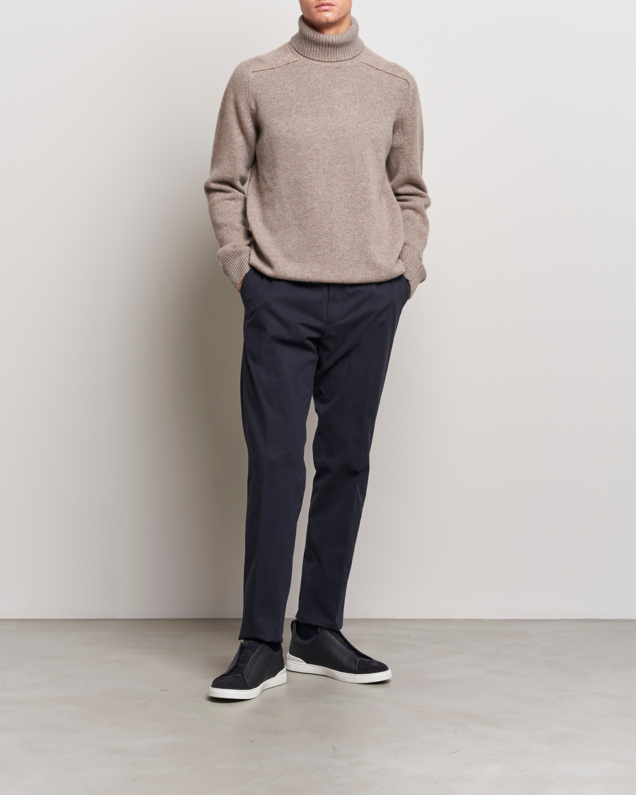 Uomini | Maglieria | Zegna | 5 Gauge Cashmere Rollneck Beige Melange