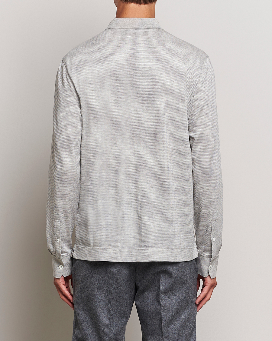 Uomini | Maglieria | Zegna | Cotton/Silk Long Sleeve Polo Light Grey