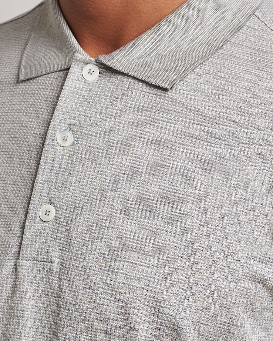 Uomini | Maglieria | Zegna | Cotton/Silk Long Sleeve Polo Light Grey