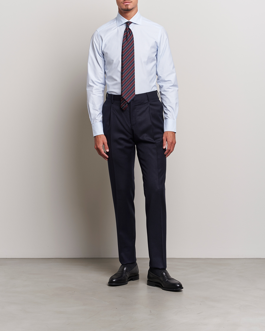 Uomini | Camicie | Zegna | Slim Fit Check Dress Shirt Light Blue