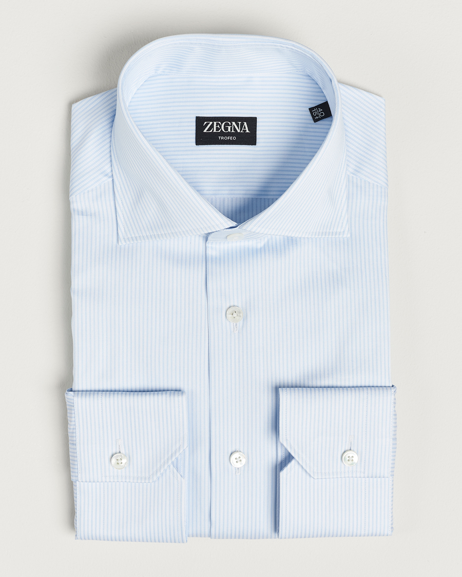 Uomini | Camicie | Zegna | Slim Fit Striped Dress Shirt Light Blue