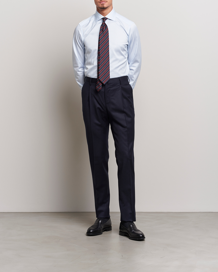 Uomini | Camicie | Zegna | Slim Fit Striped Dress Shirt Light Blue