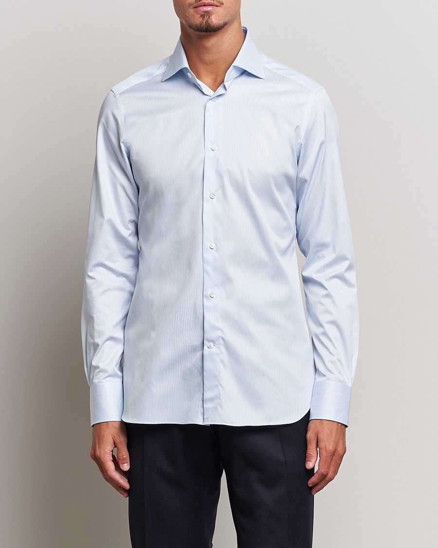 Uomini | Camicie | Zegna | Slim Fit Striped Dress Shirt Light Blue
