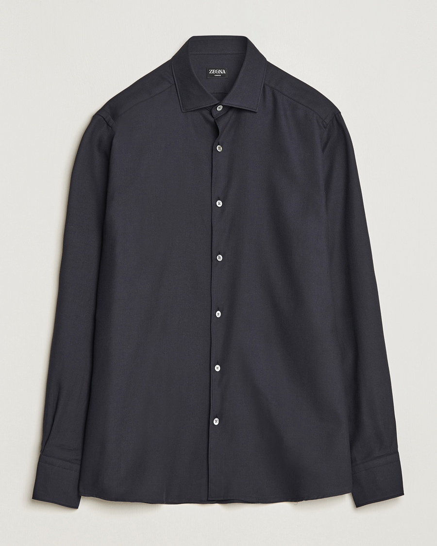 Uomini | Camicie | Zegna | Cotton/Cashmere Casual Shirt Navy