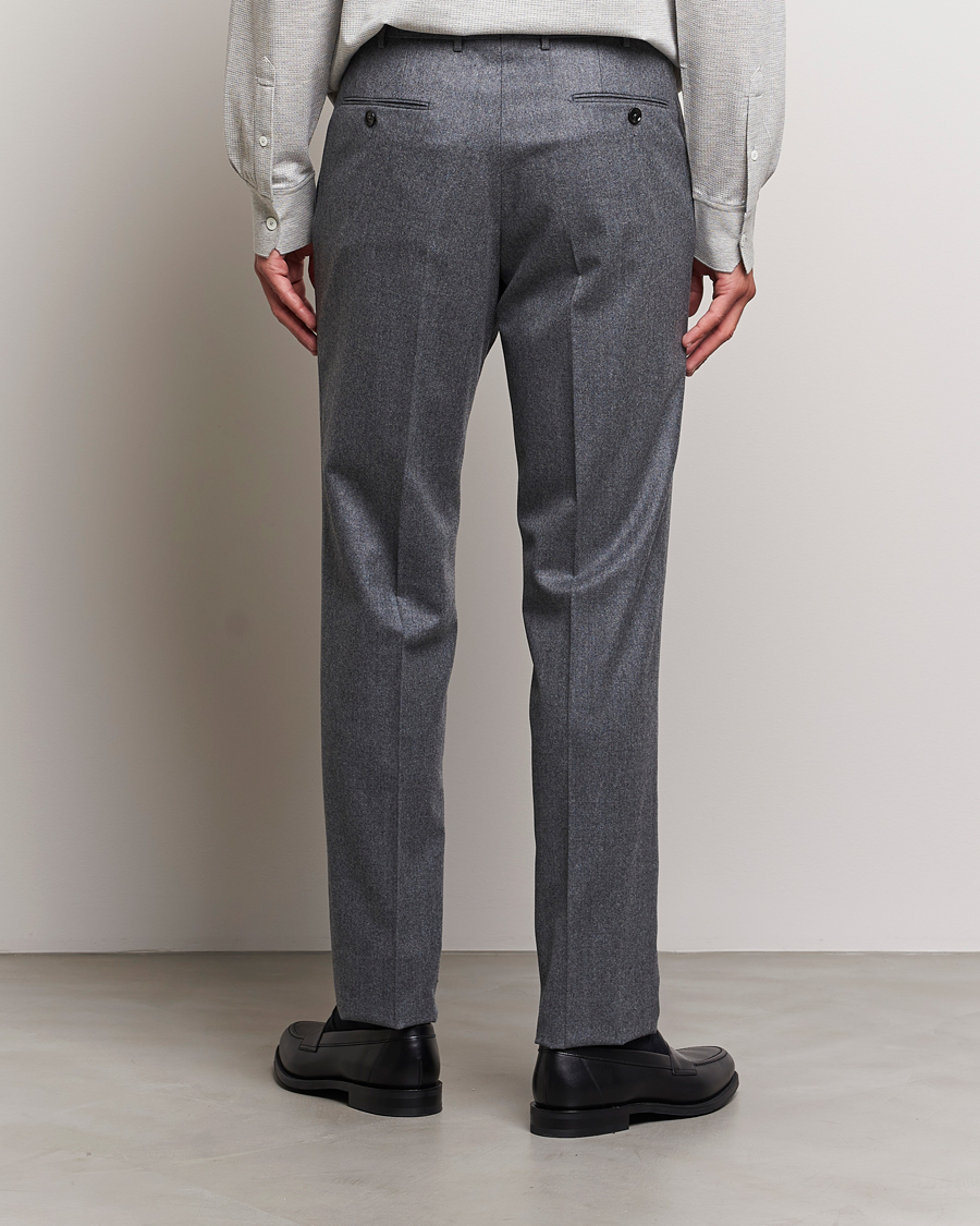 Uomini | Pantaloni | Zegna | Carded Flannel Trousers Grey Melange
