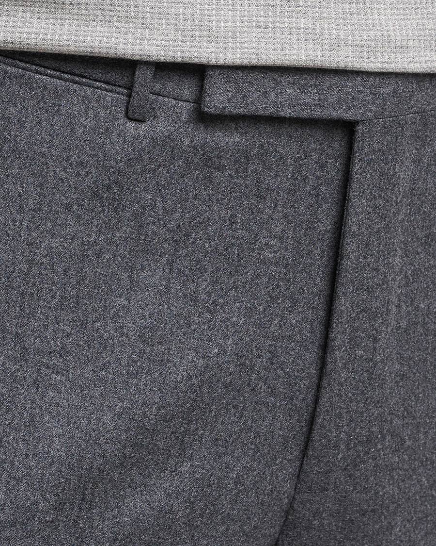 Uomini | Pantaloni | Zegna | Carded Flannel Trousers Grey Melange