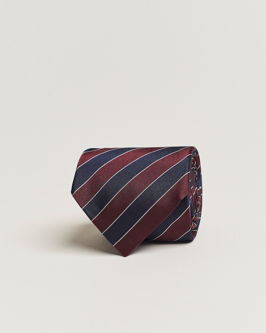 Uomini | Zegna Regimental Stripe Silk Tie Navy/Burgundy | Zegna | Regimental Stripe Silk Tie Navy/Burgundy