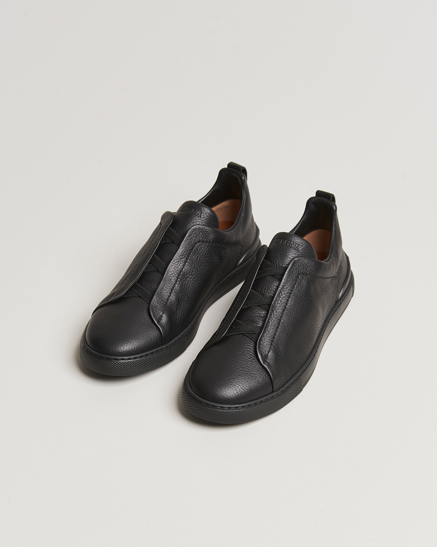 Uomini | Zegna Triple Stitch Sneakers Full Black Deerskin | Zegna | Triple Stitch Sneakers Full Black Deerskin
