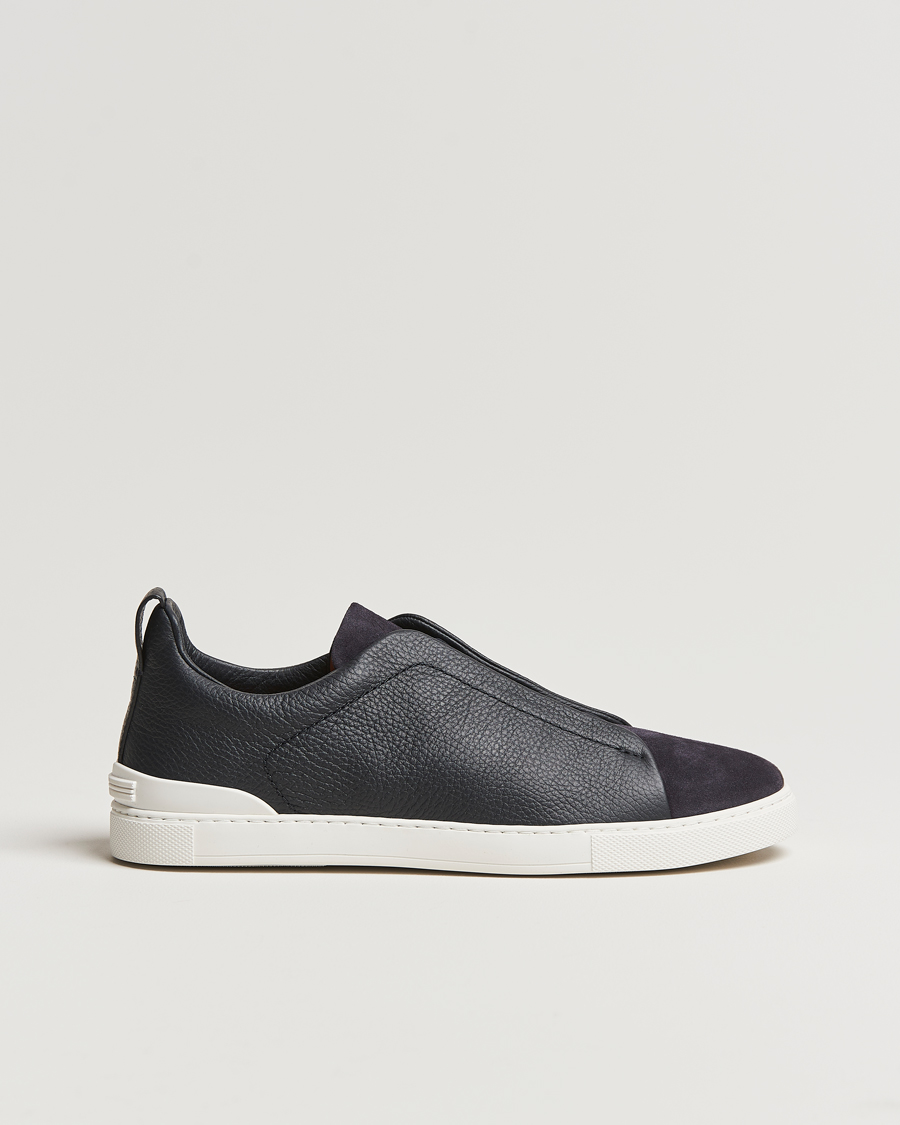 Uomini | Zegna Triple Stitch Bi-Material Sneakers Navy | Zegna | Triple Stitch Bi-Material Sneakers Navy
