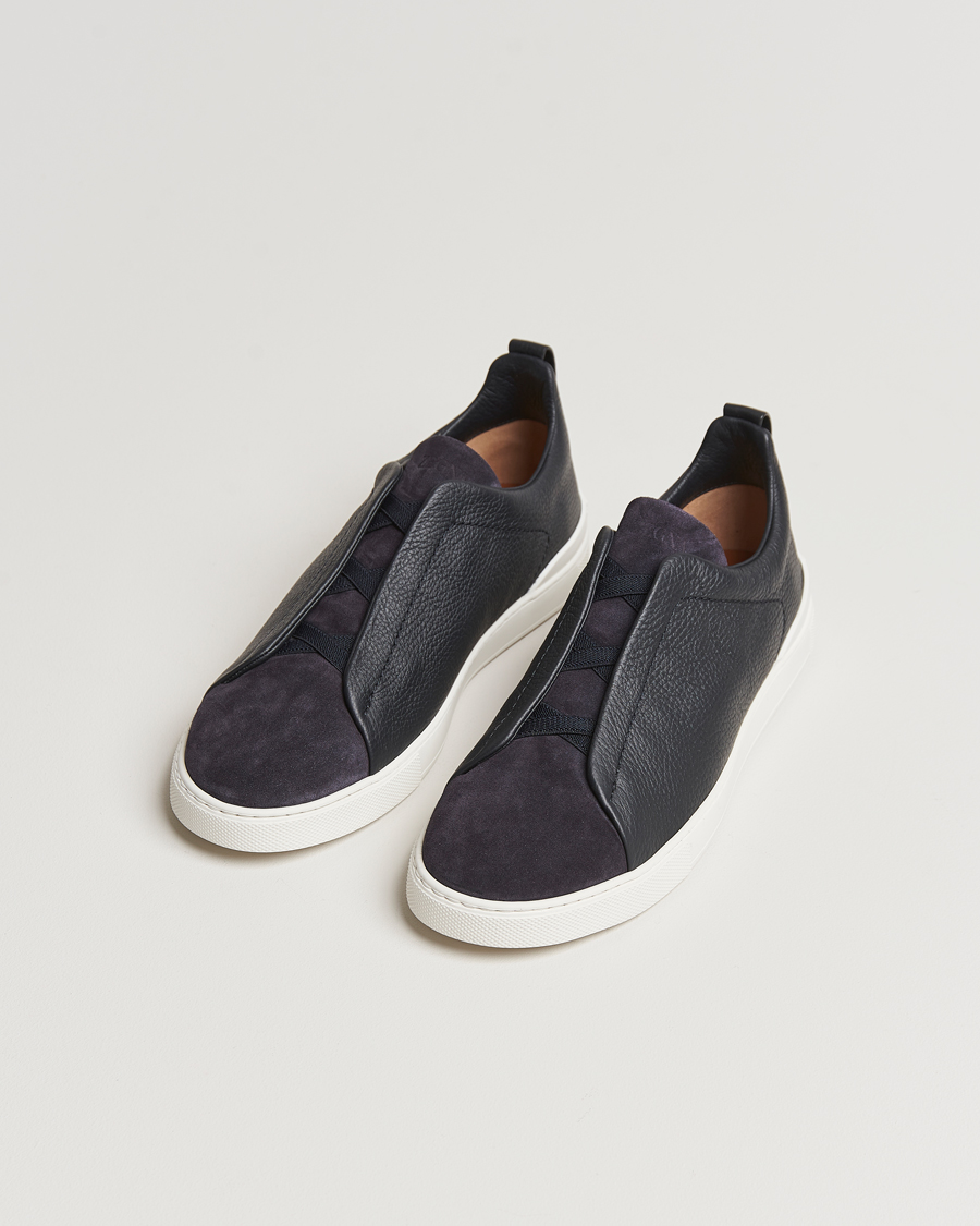 Uomini | Zegna Triple Stitch Bi-Material Sneakers Navy | Zegna | Triple Stitch Bi-Material Sneakers Navy
