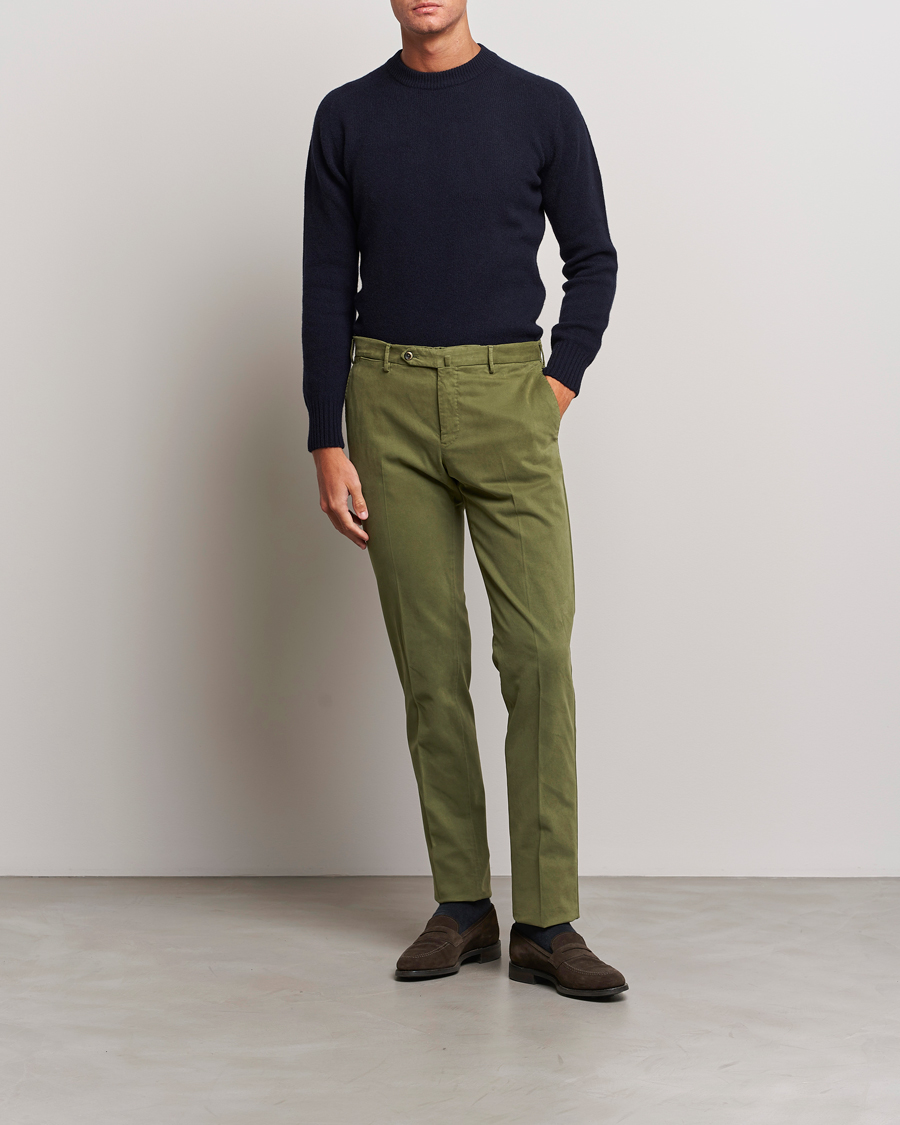 Uomini | Pantaloni | PT01 | Slim Fit Cotton Stretch Chinos Dark Green