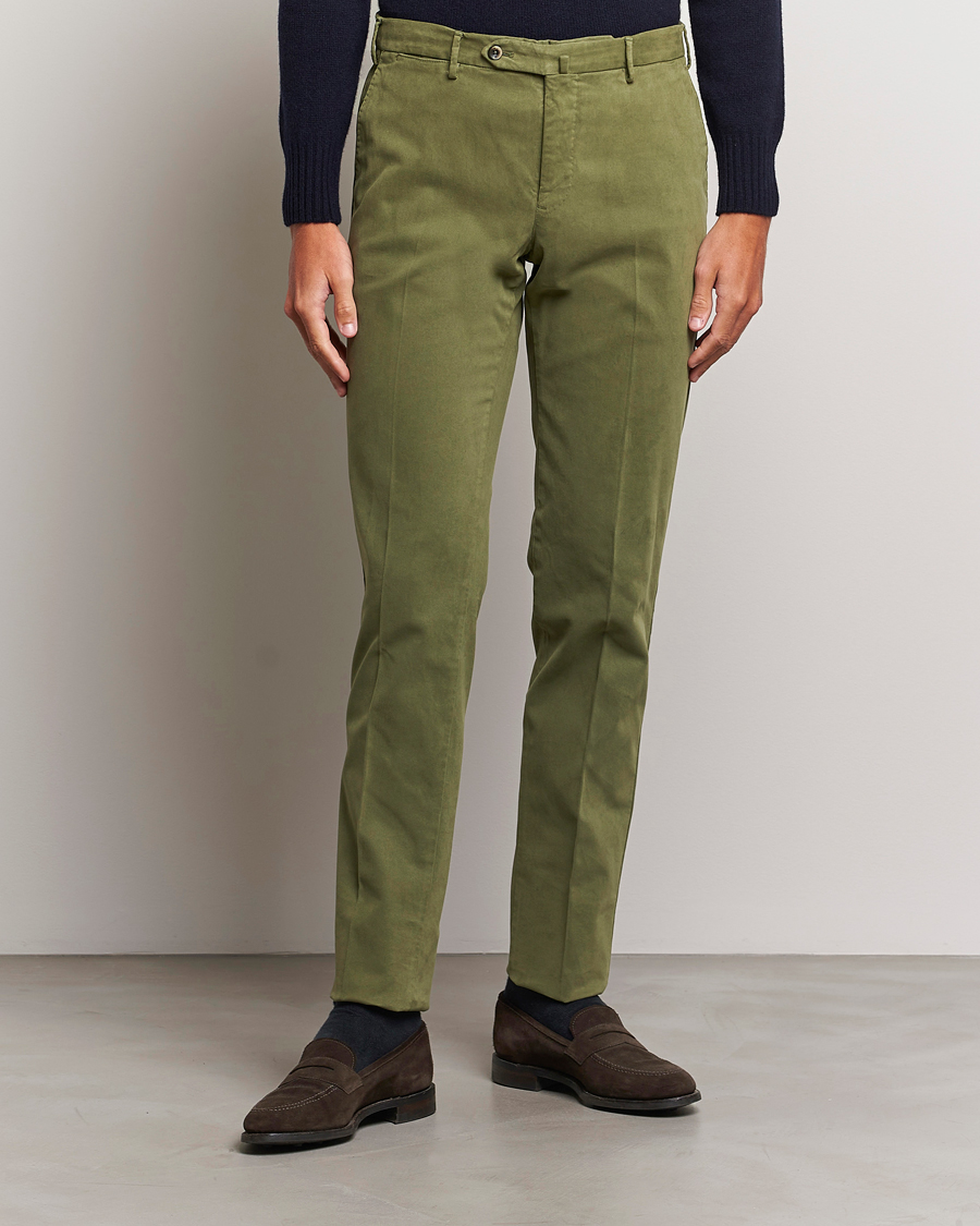 Uomini | Pantaloni | PT01 | Slim Fit Cotton Stretch Chinos Dark Green