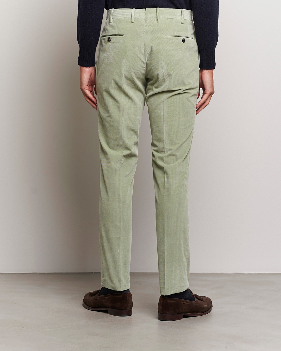 Uomini | Pantaloni | PT01 | Slim Fit Pleated Corduroy Trousers Mint